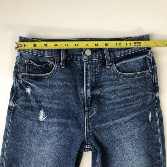 GAP Denim Women’s Cheeky Straight Jeans Medium Indigo Blue Raw Hem Tag Size 2/26 - Picture 5 of 16